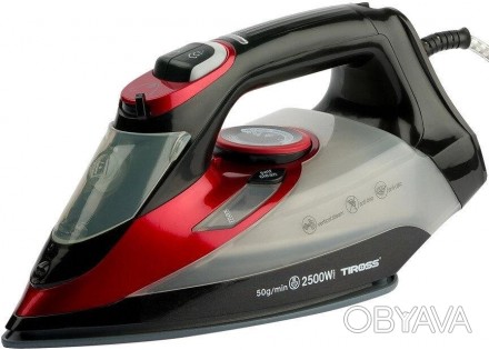 Утюг Tiross TS-529 Red имеет мощностью в 2500 Вт - легкий, практичный и удобный . . фото 1