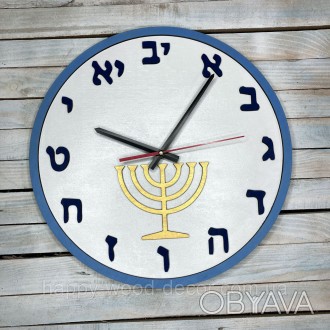 Часы настенные на еврите с минорой:
Характеристики:
✔ Материал: дерево, фанера; . . фото 1
