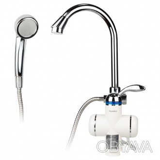 
 Кран-водонагреватель проточный LZ 3.0кВт 0,4-5бар для ванны гусак ухо на гайке. . фото 1