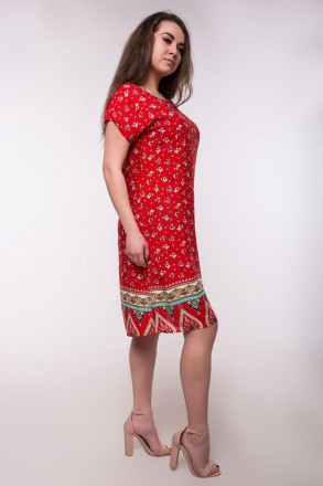 Стильное платье миди прямого силуэта с мелким цветочным принтом и купоном по низ. . фото 3