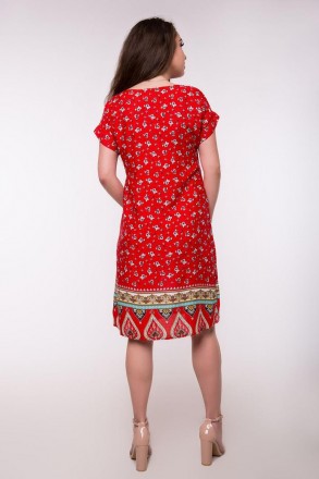 Стильное платье миди прямого силуэта с мелким цветочным принтом и купоном по низ. . фото 4