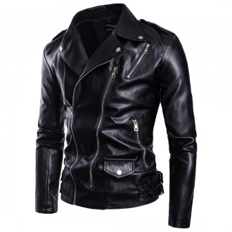 Косуха байкерская мото куртка мужская AOWOF
Черная куртка в байкерском стиле с п. . фото 2