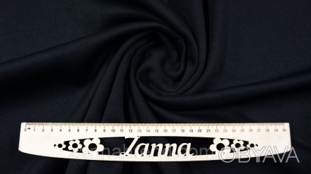 Теплая ткань футер (трехнитка) с начесом (на флисе) цвет черный - особый вид три. . фото 1