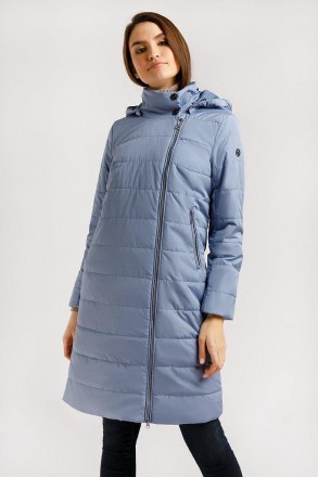 Длинная женская куртка демисезонная от финского бренда Finn Flare прямого кроя с. . фото 2