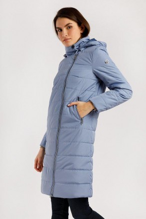 Длинная женская куртка демисезонная от финского бренда Finn Flare прямого кроя с. . фото 4