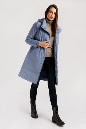Длинная женская куртка демисезонная от финского бренда Finn Flare прямого кроя с. . фото 3