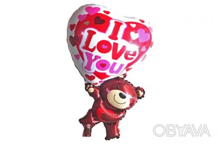 
Фольгована кулька "Ведмедик з сердечком I love you" 83х49 см. Детальніше тут: h. . фото 1