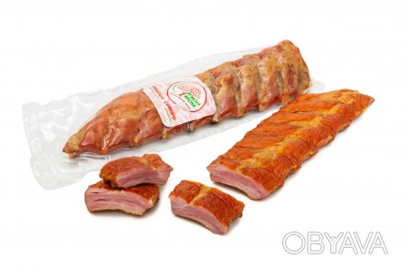Продукт зі свинини копчено-варений
СКЛАД: реберця свинячі, вода питна, сіль кухо. . фото 1
