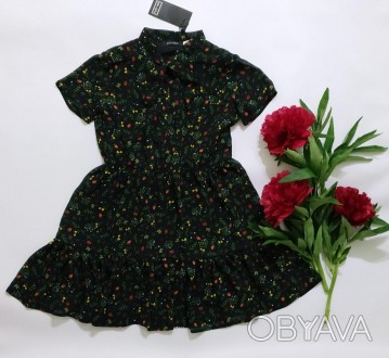 Платье детское подростковое с коротким рукавом в мелкий цветочек. 
Размеры: 134,. . фото 1