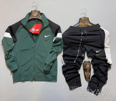 
Спортивный костюм мужской весна-осень зеленый черный без капюшона Nike (Найк) 
. . фото 1