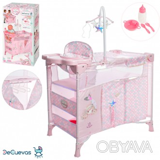 Кроватка-манеж для куклы DeCuevas Ocean Fantasy 53041 с посудой, стульчик для ко. . фото 1
