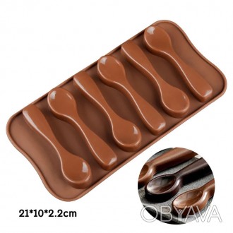 Силиконовая форма для шоколадных конфет Ложечки 6 шт 21*10*2,2 см
Силиконовая фо. . фото 1