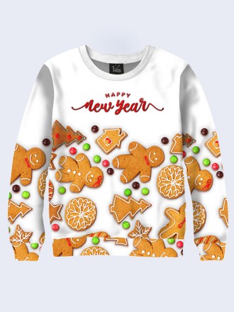 Прикольный новогодний свитшот Имбирное печенье с модным рисунком.
	Материал:
	- . . фото 2