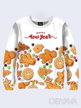 Прикольный новогодний свитшот Имбирное печенье с модным рисунком.
	Материал:
	- . . фото 1