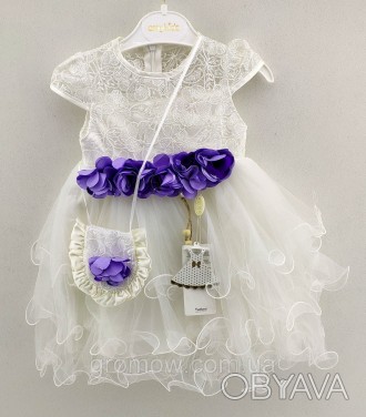 
Турецьке пишне біле плаття для дівчинки. До комплекту входить сумочка під стиль. . фото 1