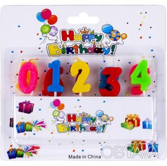 Свечи для торта в виде разноцветных цифр на палочках. Украсит любой праздничный . . фото 1