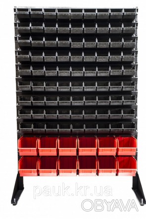 Односторонній стелаж для метизів Н1500 мм 90 ящиків, ТИП 1, кольорові ящики П/С . . фото 1