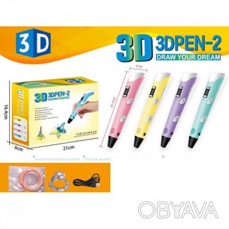 3D ручка 168-Y 19см, тип филамента(пластик) - PLA(4цвета), USBшнур, в кор-ке, 21. . фото 1
