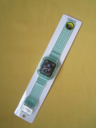 Силиконовый  чехол  браслет  на  часы, 42/44мм. 
Цвет -зеленый прозрачный.
В  . . фото 2