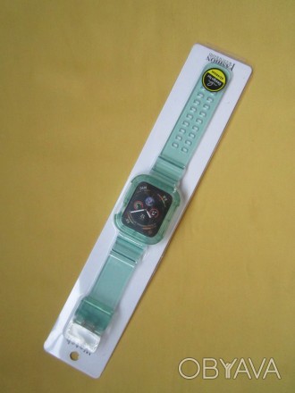 Силиконовый  чехол  браслет  на  часы, 42/44мм. 
Цвет -зеленый прозрачный.
В  . . фото 1