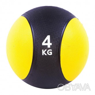 Мяч медбол Вес: 4 кг D =22 смМатериал: резина.Цвет: черно/желтыйПроизводитель: К. . фото 1