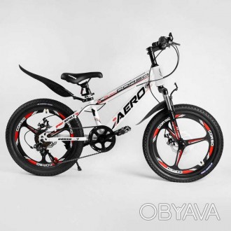 
 
Велосипед спортивный CORSO «AERO» 20 дюймов, рама сталь,
 бело-кр. . фото 1