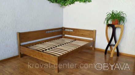  
 
Угловая полуторная кровать для спальни из массива натурального дерева "Шанта. . фото 1