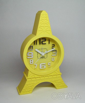 Настольные часы с будильником. Размер 19,5 см, корпус пластик. Механизм кварцевы. . фото 1
