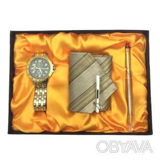 В наборе: часы, галстук, ручка. Набор в подарочной коробке.. . фото 1