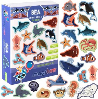 Набор красочных магнитных фигурок «Морские животные». Магнитные фигу. . фото 1