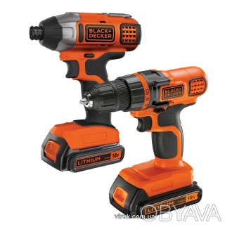 Шуруповерт и шуруповерт-дрель ударная аккумуляторные Black + Decker Li-Ion 18 В . . фото 1