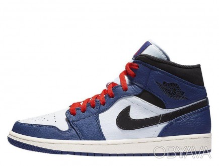 Мужские кроссовки Nike Air Jordan 1 Mid SE Deep Royal Blue White (852542-400) си. . фото 1