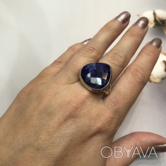 Предлагаем Вам купить красивое кольцо с камнем натуральный индийский сапфир в се. . фото 1