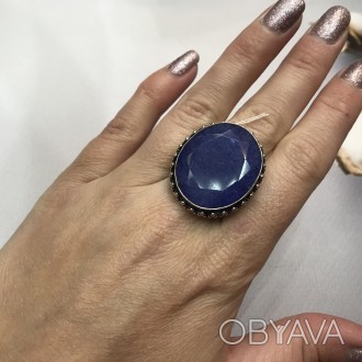 Предлагаем Вам купить кольцо с камнем индийский кварц (цвет сапфир) в серебре. Р. . фото 1