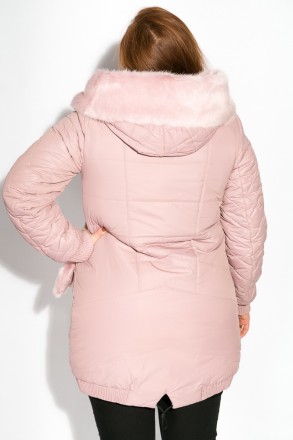 Длинная, женская стеганая куртка, имеет отделку искусственным мехом по съемному . . фото 4