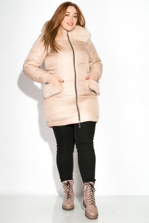 Длинная, женская стеганая куртка, имеет отделку искусственным мехом по съемному . . фото 11