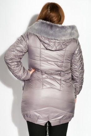 Длинная, женская стеганая куртка, имеет отделку искусственным мехом по съемному . . фото 10