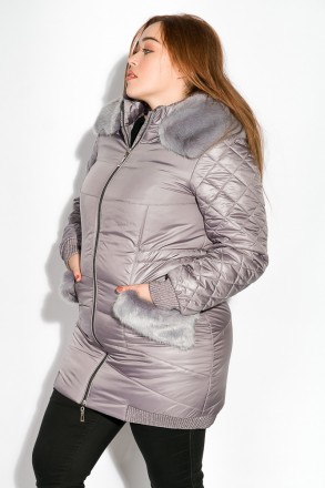 Длинная, женская стеганая куртка, имеет отделку искусственным мехом по съемному . . фото 9
