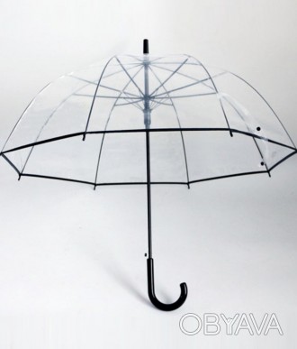 Зонт Прозрачный зонт трость ,купольный, 8спиц,