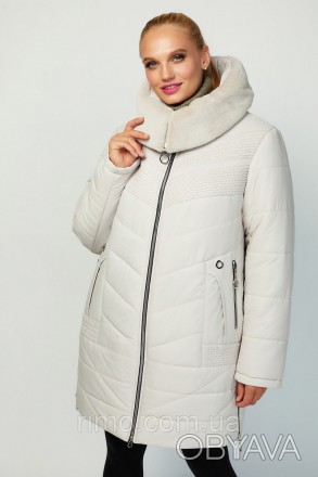 Зимняя женская куртка большого размера, модель слегка удлиненная, с капюшоном - . . фото 1