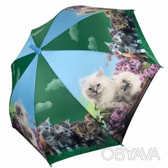 Детский веселый зонт с изображением кошек и собак порадует и защитит вашего ребе. . фото 1