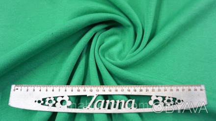  Теплая ткань футер (трехнитка) с начесом (на флисе) цвет зеленый - особый вид т. . фото 1
