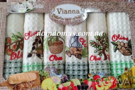Набор кухонных вафельных полотенец торговой марки Vianna в подарочной коробке, т. . фото 1