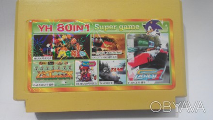 Картридж Dendy 8 bit 80 в1 (Tank 90/Super Mario/Dr Mario,F1 Race...) YH80IN1. . фото 1