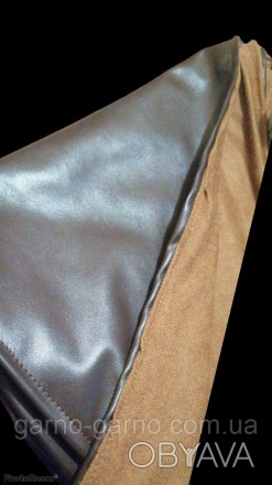 Темно коричневый платок кожаный на мягкой замшевой подкладке, тёплый непродуваем. . фото 1