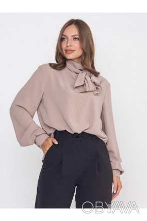 Стильная блуза "Кашарель". Модная блуза свободного кроя с воротничком-стоечкой с. . фото 1