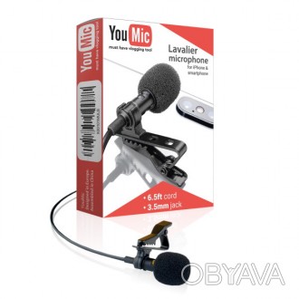 Петличний мікрофон (петличка) YouMic 3.5 мм для телефону шнур 1,5 метра .
Вбудов. . фото 1