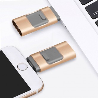 Флешка 3в1 для iPhone / Android і ПК 32 GB , золотиста.. Конотоп. фото 1 Флешка 3в1 для iPhone / Android і ПК 32 GB , золотиста.. Конотоп. фото 1
