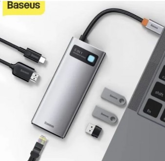 Переходник 6 в 1 USB Type-C Хаб Baseus Metal Gleam Series, USB-C to 3x USB 3.0 +. . фото 2