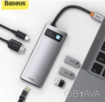 Переходник 6 в 1 USB Type-C Хаб Baseus Metal Gleam Series, USB-C to 3x USB 3.0 +. . фото 1